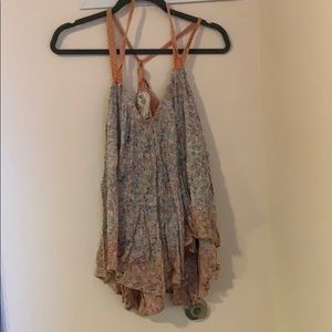 Free People Water Color Pattern Tank Top